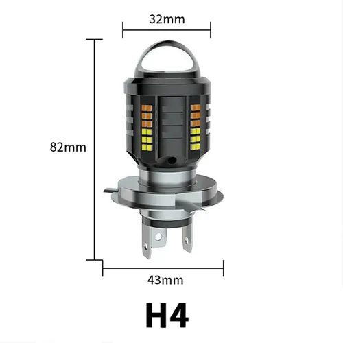 Lampada Led 6500k H4 Projetor 360o Moto Carro Un H4 Preto Branco - 1