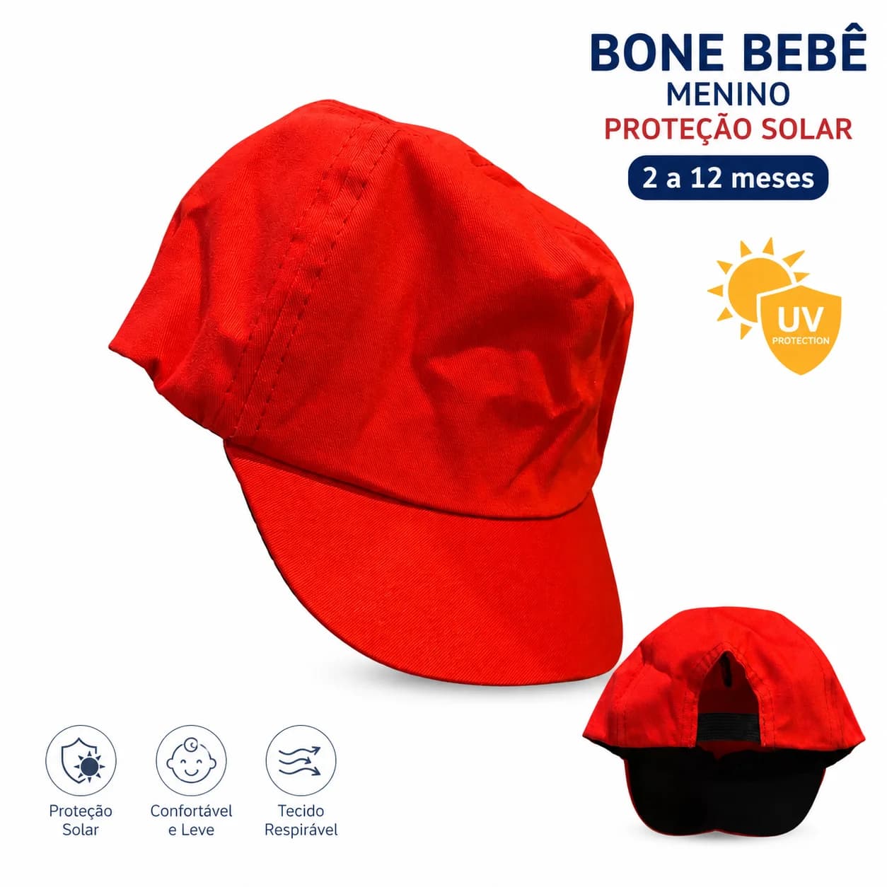 Boné Bebe Menino Chapeu Praia Protecao Solar 2 A 12 Meses - 1