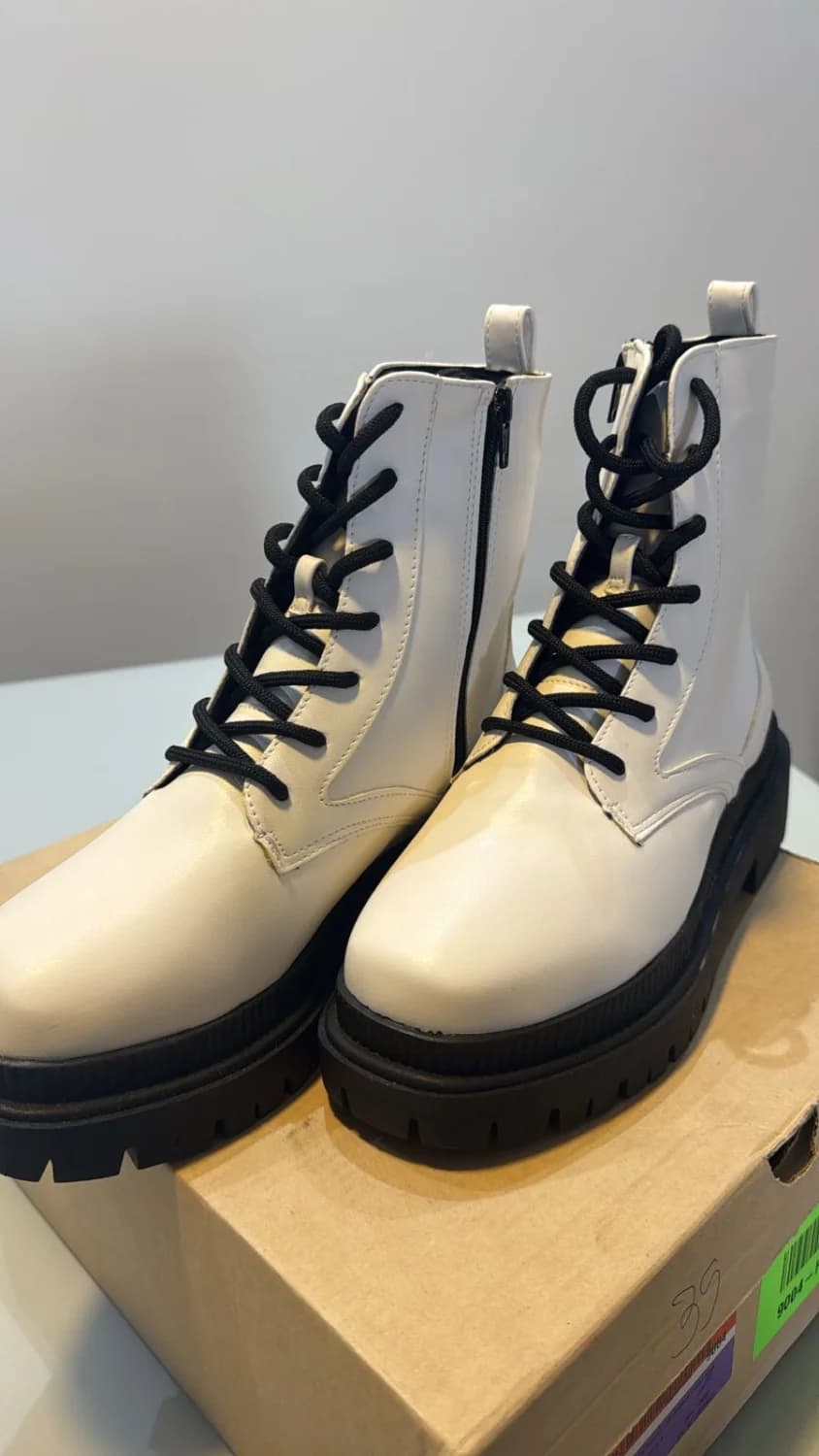 Bota Coturno My Shoes Tratorado Branco Nº 35 - 1